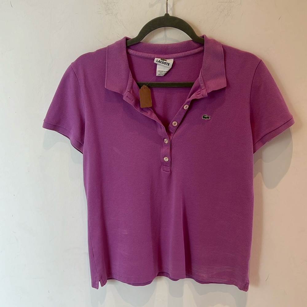 Lacoste Purple Short Sleeve Cotton Collared Polo Shirt Small